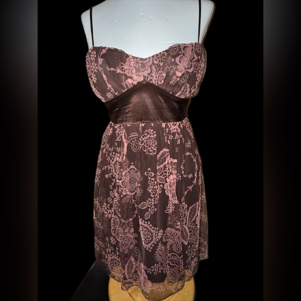 XOXO Brown and Pink Strapless Dress